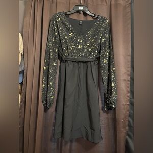 Black Dress with Gold Star Pattern